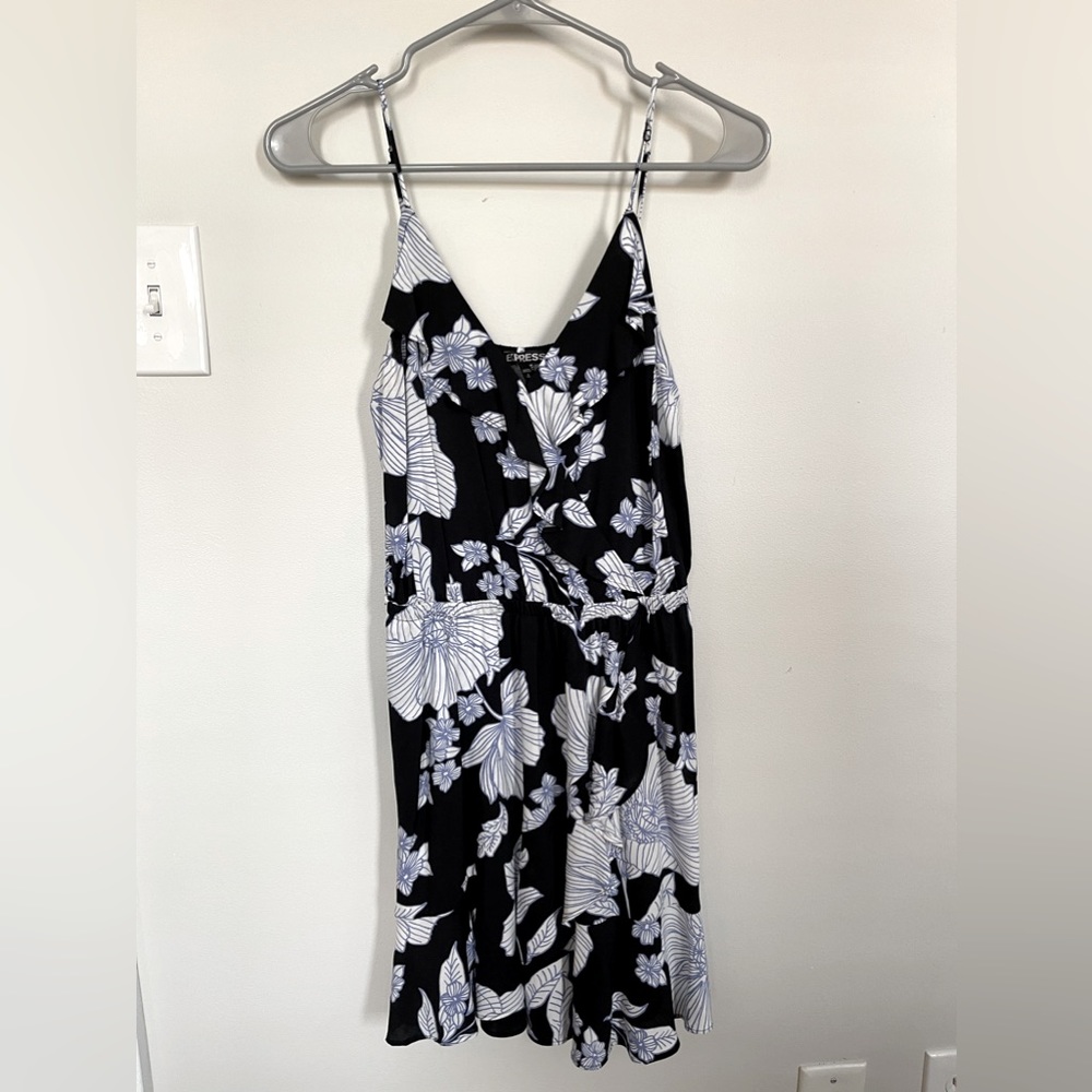 Floral Blue and Black Dress